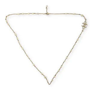 20B CC Pearls White Long Necklace in Pearls, Crystals, Gold hardware