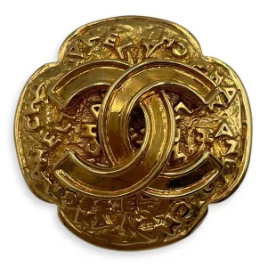 95A Vintage CC Gold Brooch, 24k gold plated hardware