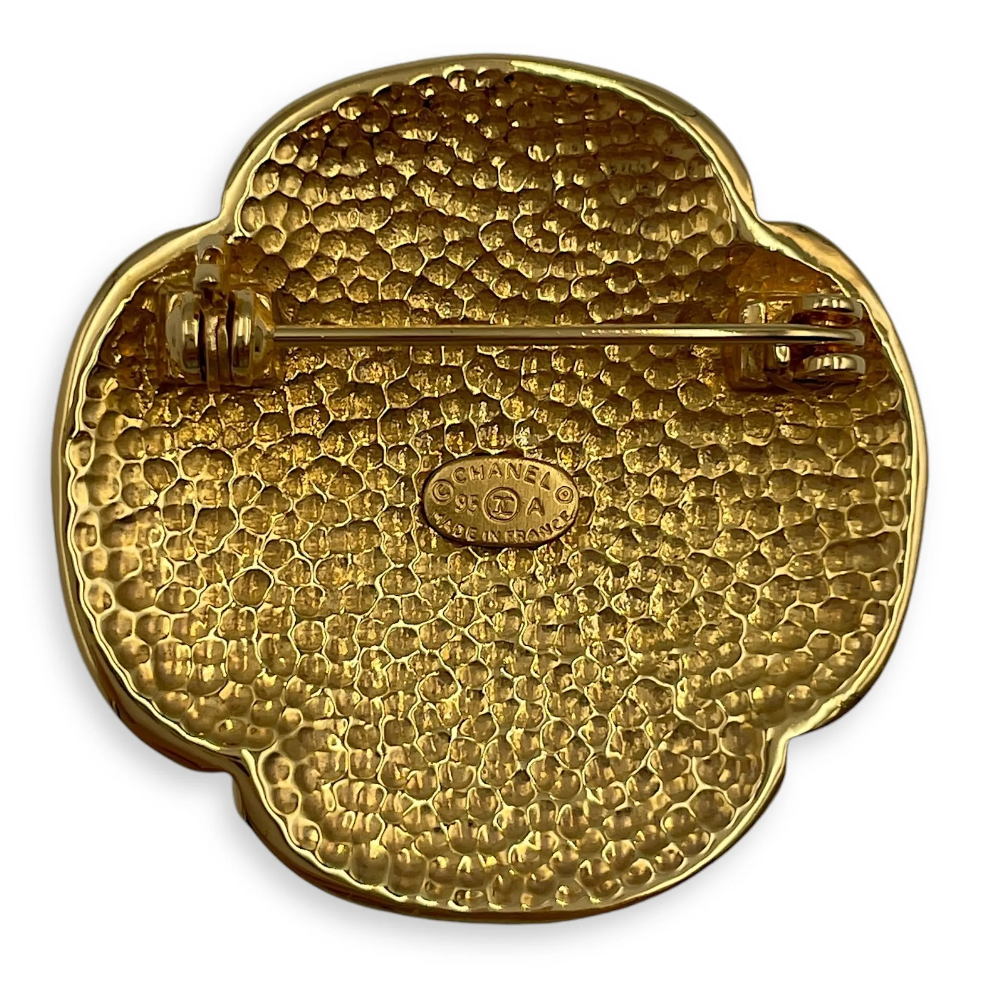 95A Vintage CC Gold Brooch, 24k gold plated hardware
