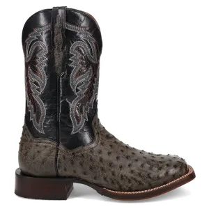 Alamosa Embroidered Ostrich Square Toe Pull On Cowboy Boots