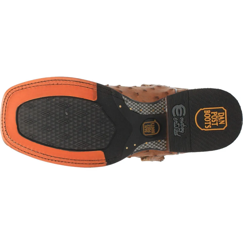 Alamosa Embroidered Ostrich Square Toe Pull On Cowboy Boots