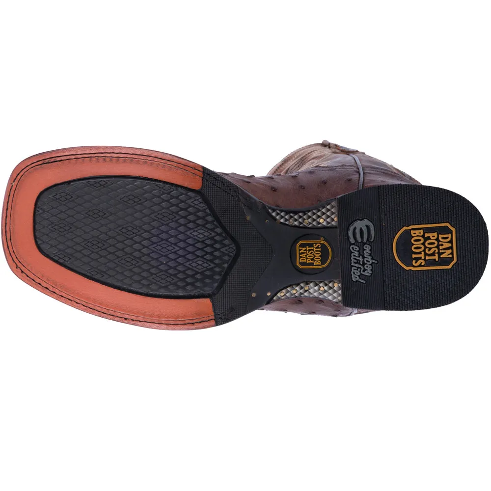 Alamosa Embroidered Ostrich Square Toe Pull On Cowboy Boots