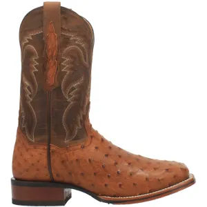 Alamosa Embroidered Ostrich Square Toe Pull On Cowboy Boots