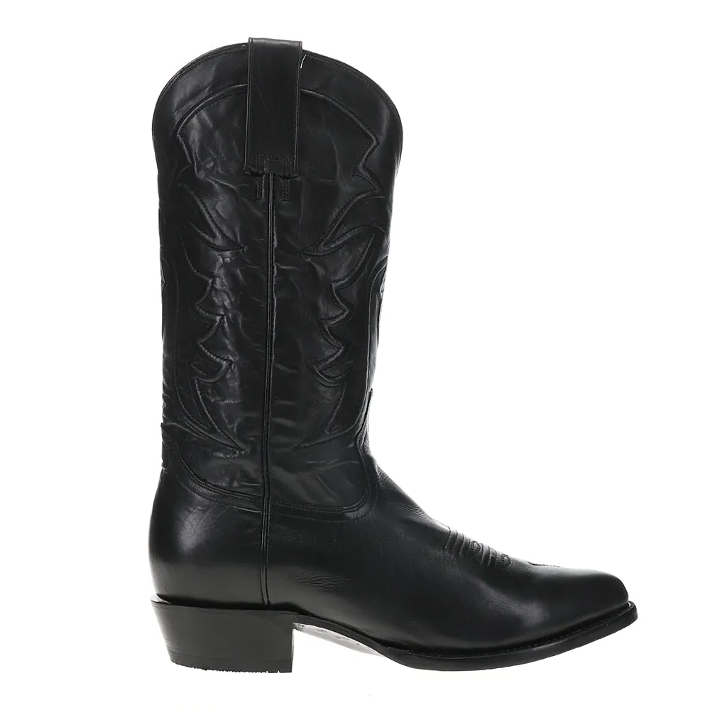 Ames Embroidered Round Toe Pull On Cowboy Boots