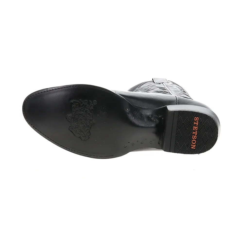 Ames Embroidered Round Toe Pull On Cowboy Boots