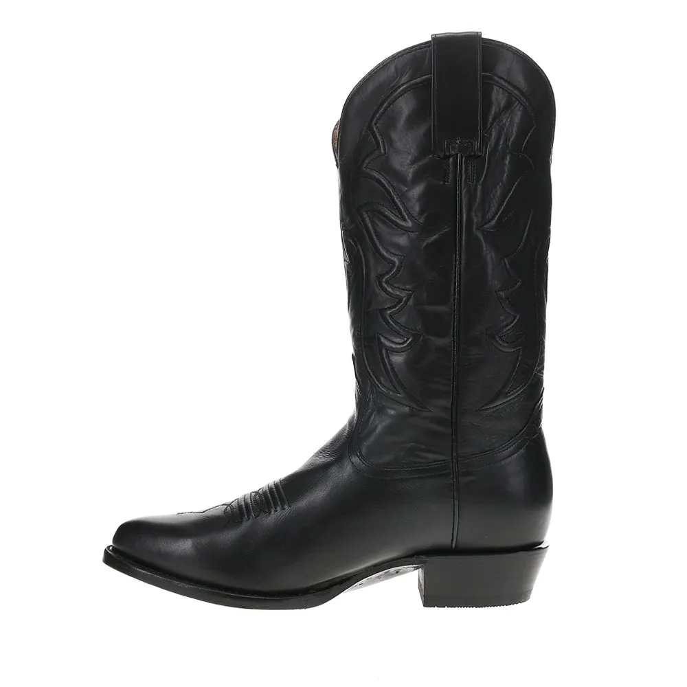 Ames Embroidered Round Toe Pull On Cowboy Boots