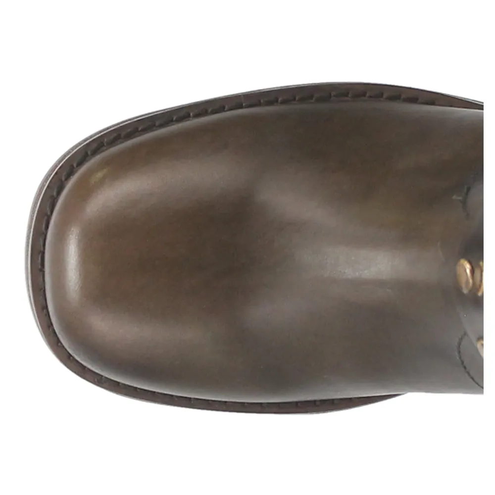 Anarchy Round Toe Zippered Cowboy Motorcycle Boots