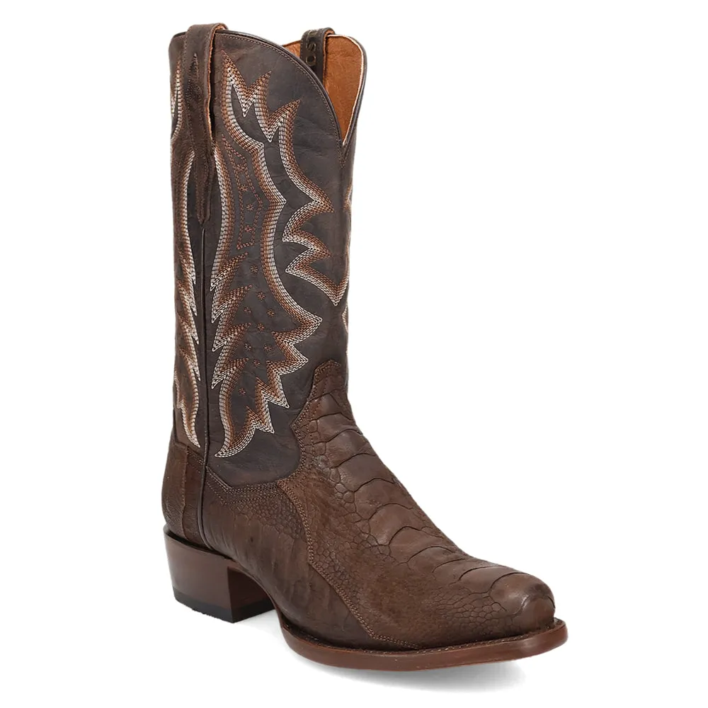 Anders Embroidered Ostrich Square Toe Cowboy Boots