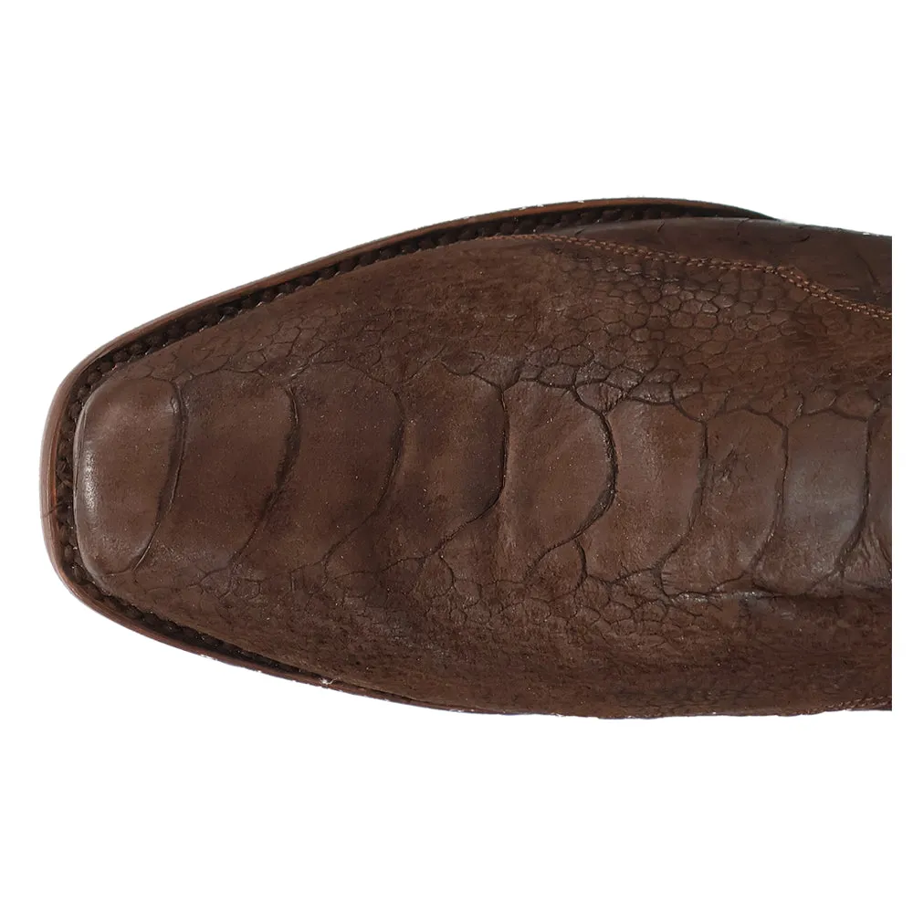 Anders Embroidered Ostrich Square Toe Cowboy Boots