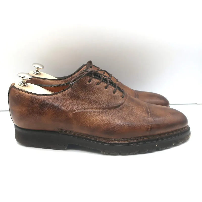 Bontoni Vittorio Lace-Up Oxfords Chocolate Brown Burnished Leather Size 8.5
