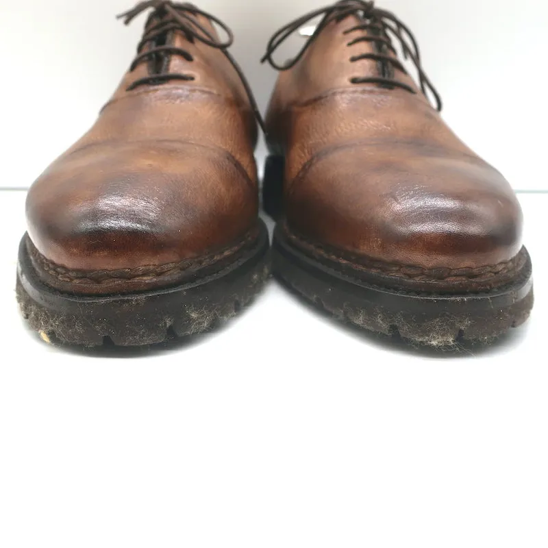 Bontoni Vittorio Lace-Up Oxfords Chocolate Brown Burnished Leather Size 8.5