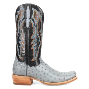 Brady Full Quill Ostrich Embroidered Square Toe Pull On Cowboy Boots