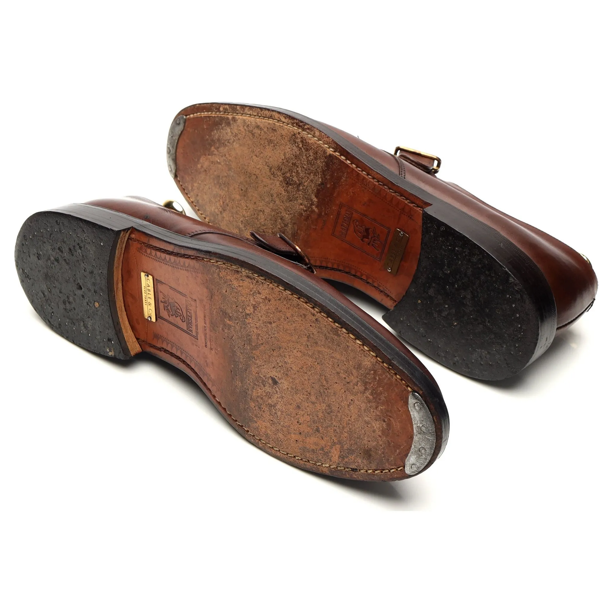 Brown Leather Split Toe Monk Strap UK 9.5 F
