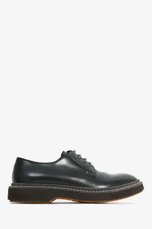 Brunello Cucinelli Charcoal Patent Leather Glitter Lace Up Oxfords Size 37
