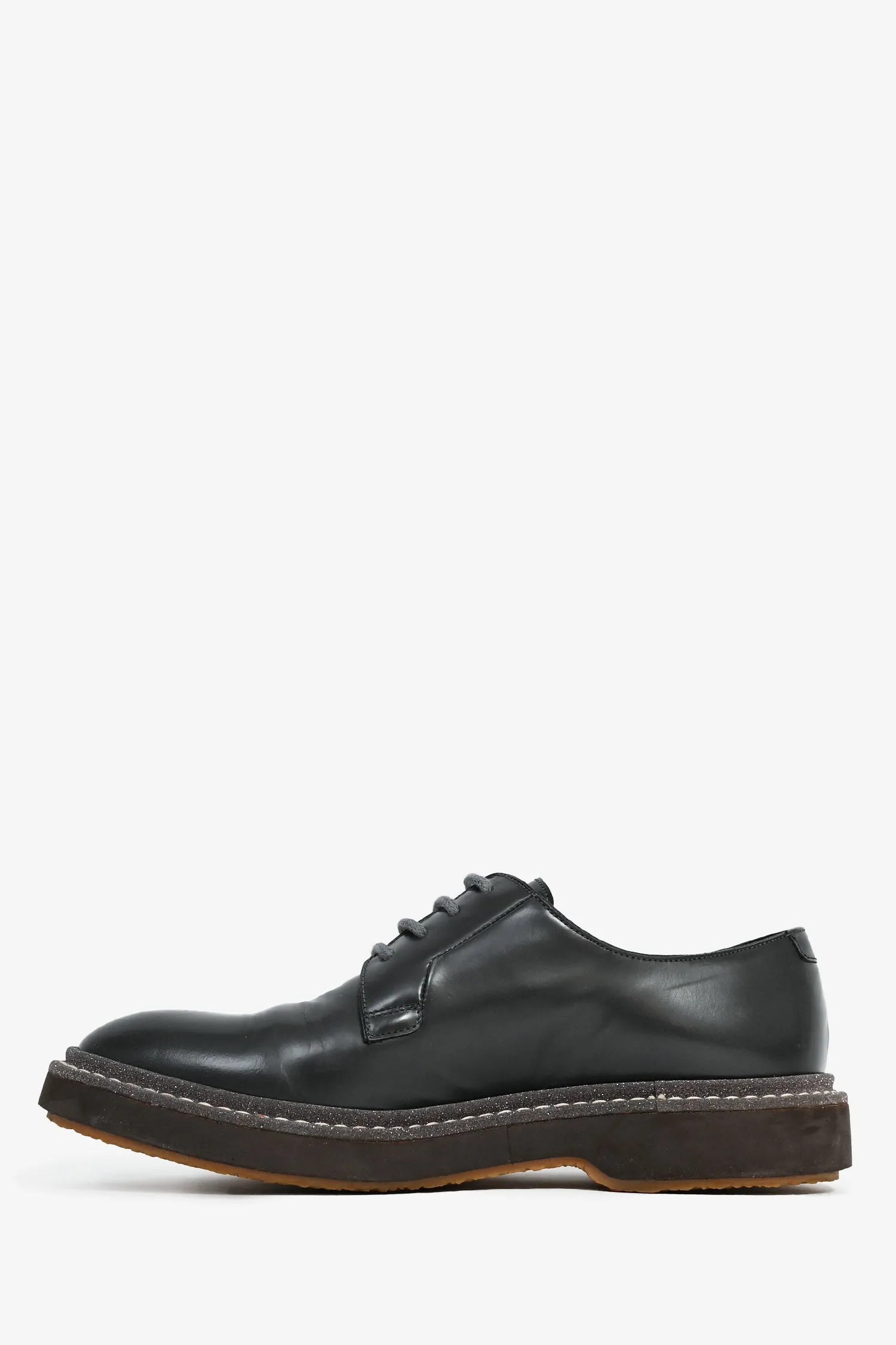 Brunello Cucinelli Charcoal Patent Leather Glitter Lace Up Oxfords Size 37
