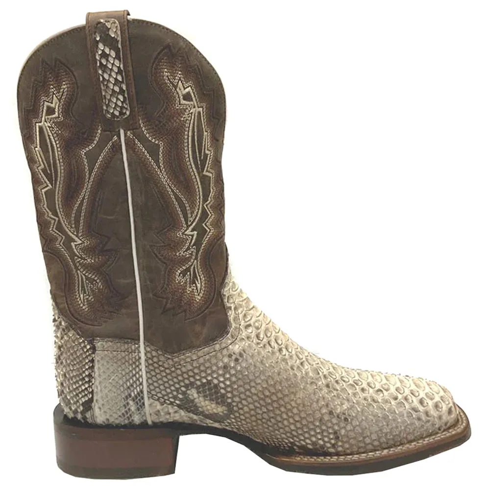 Brutus Embroidered Snake Square Toe Pull On Cowboy Boots