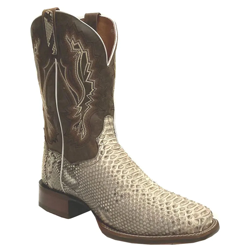 Brutus Embroidered Snake Square Toe Pull On Cowboy Boots