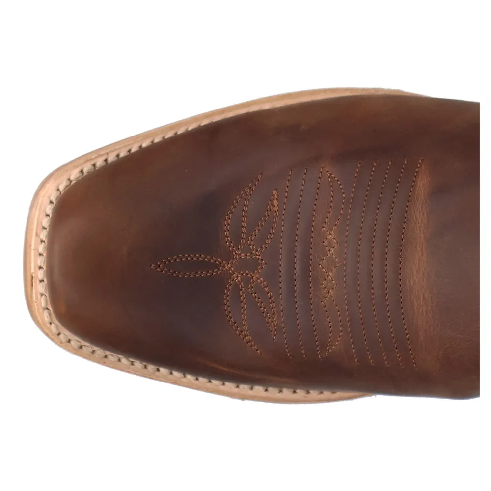 Bucky Embroidered Square Toe Pull On Cowboy Boots