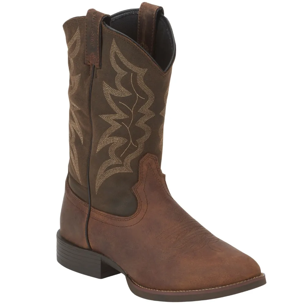 Buster III 11 Inch Embroidered Round Toe Pull On Cowboy Boots