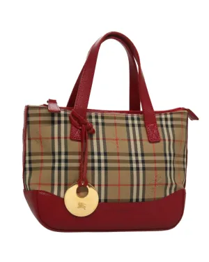 Canvas Check Hand Bag with Handle Drop and No Accessories