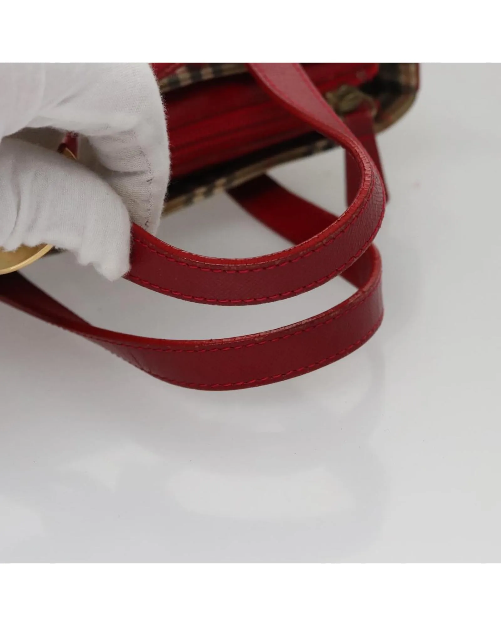 Canvas Check Hand Bag with Handle Drop and No Accessories