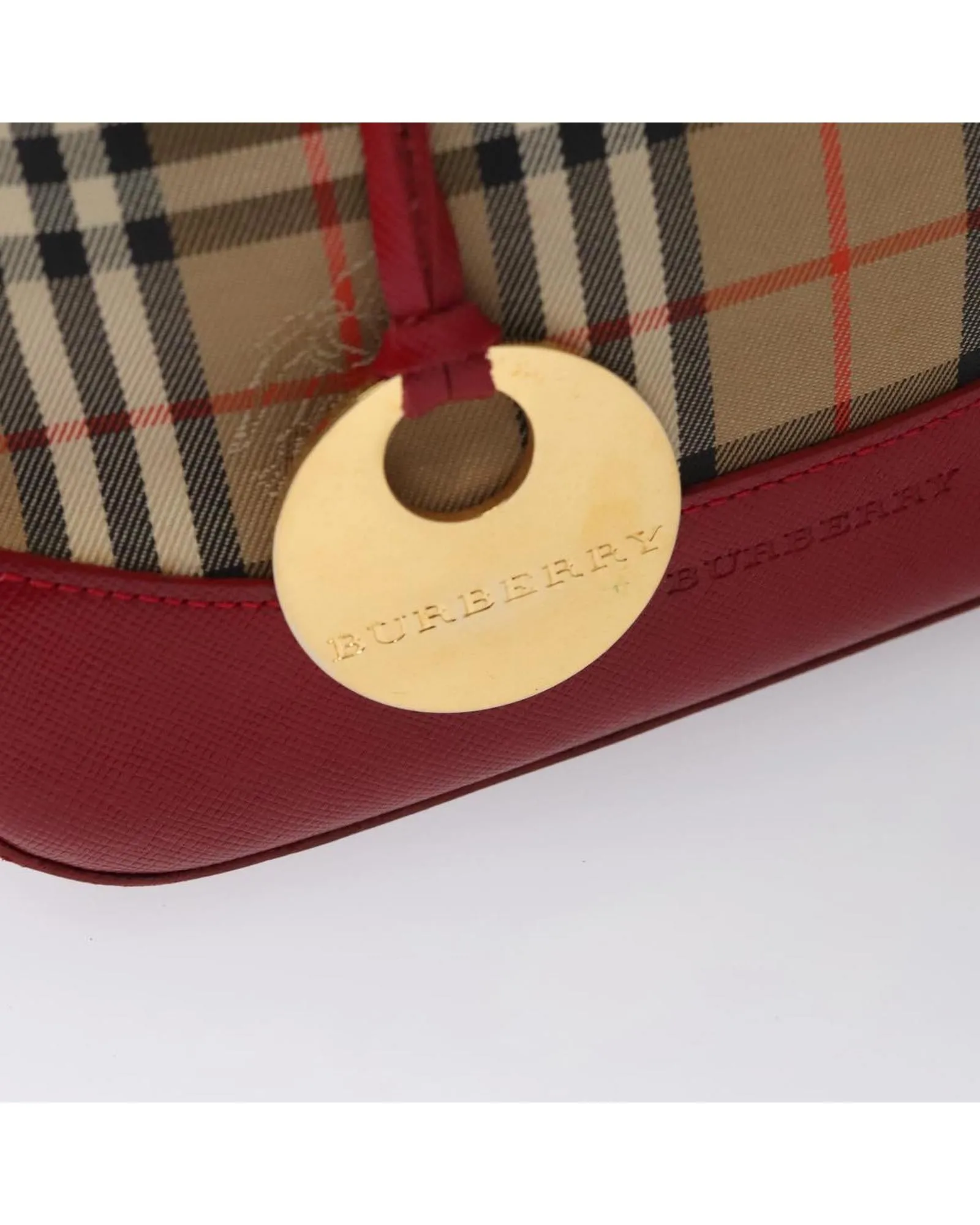 Canvas Check Hand Bag with Handle Drop and No Accessories