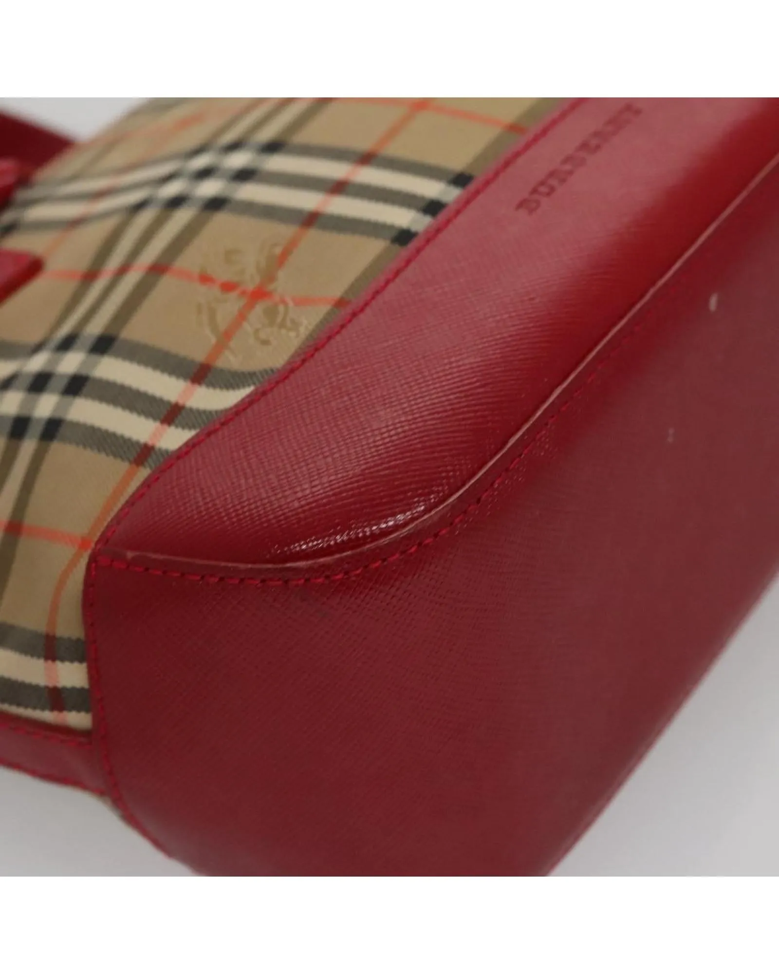 Canvas Check Hand Bag with Handle Drop and No Accessories