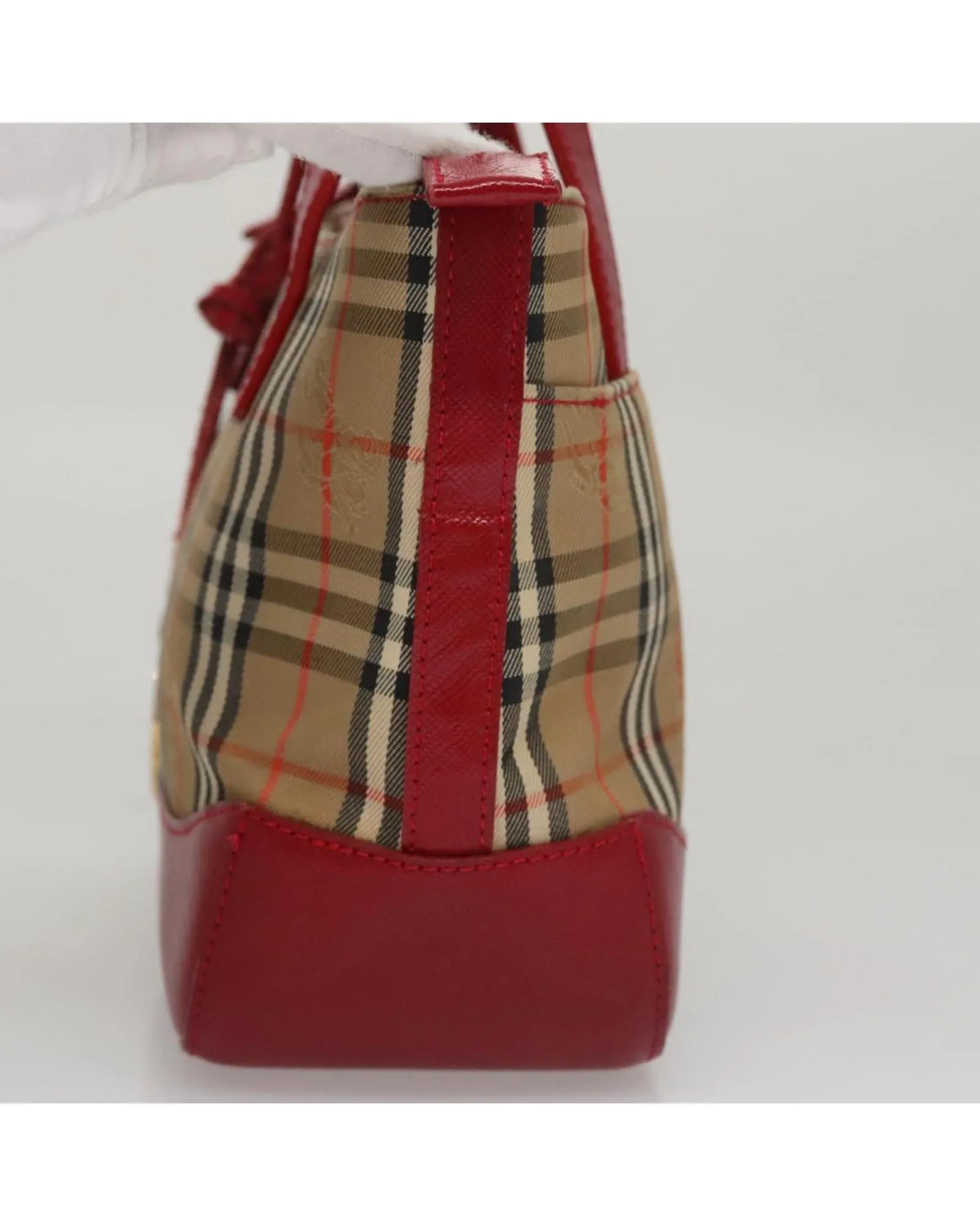Canvas Check Hand Bag with Handle Drop and No Accessories