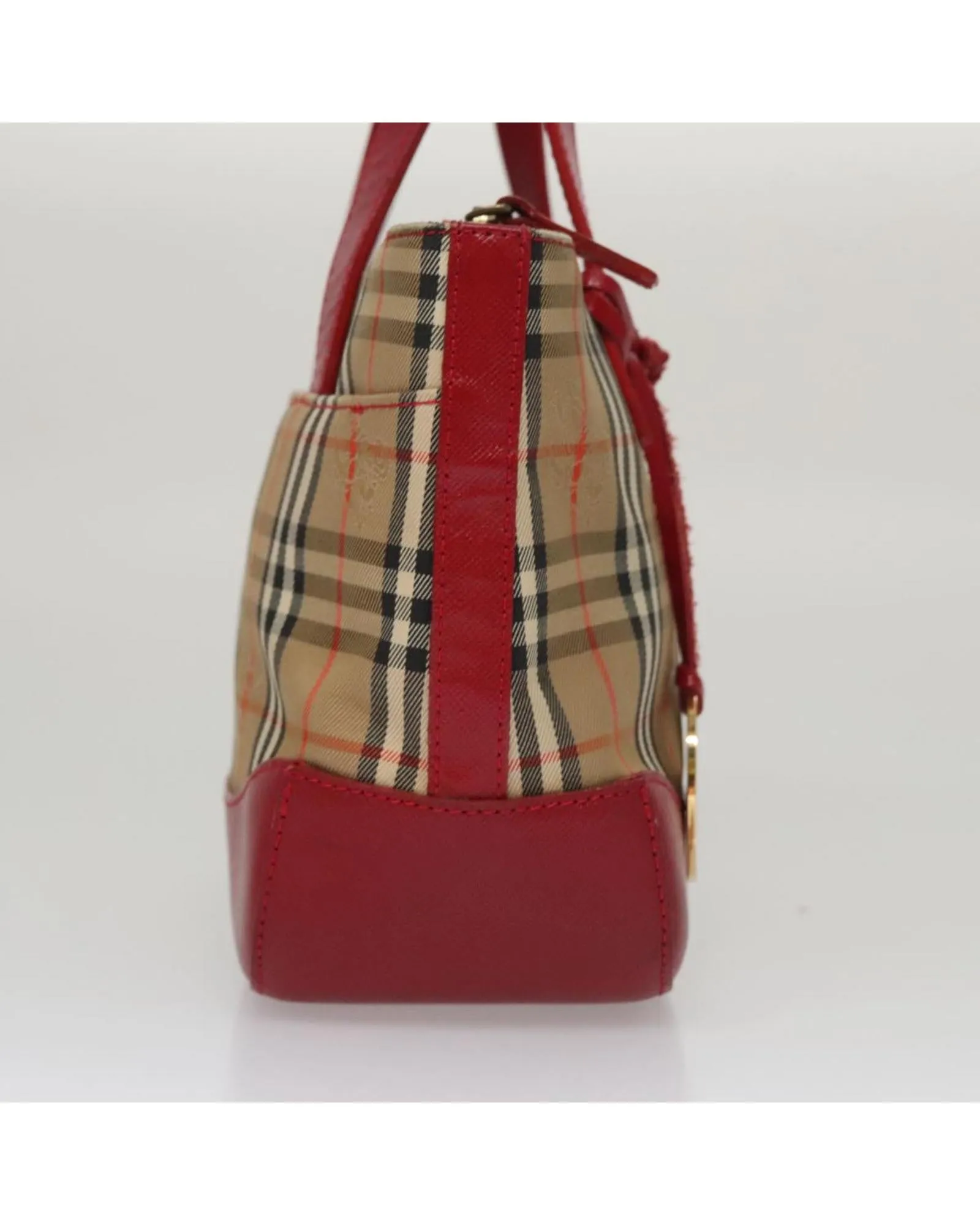 Canvas Check Hand Bag with Handle Drop and No Accessories