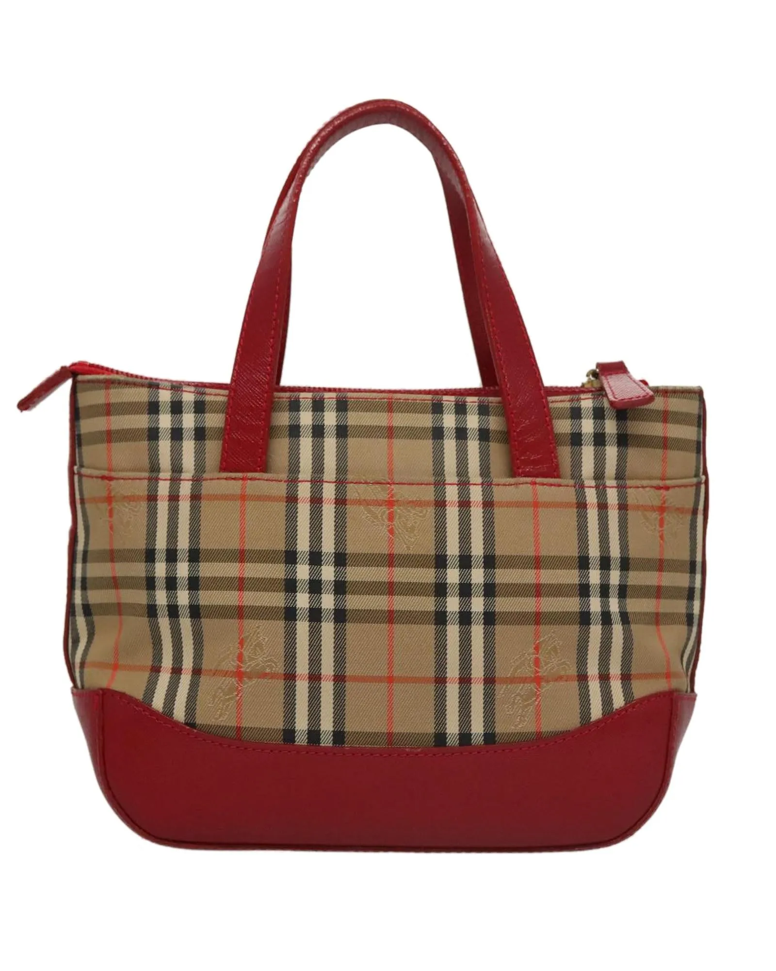 Canvas Check Hand Bag with Handle Drop and No Accessories