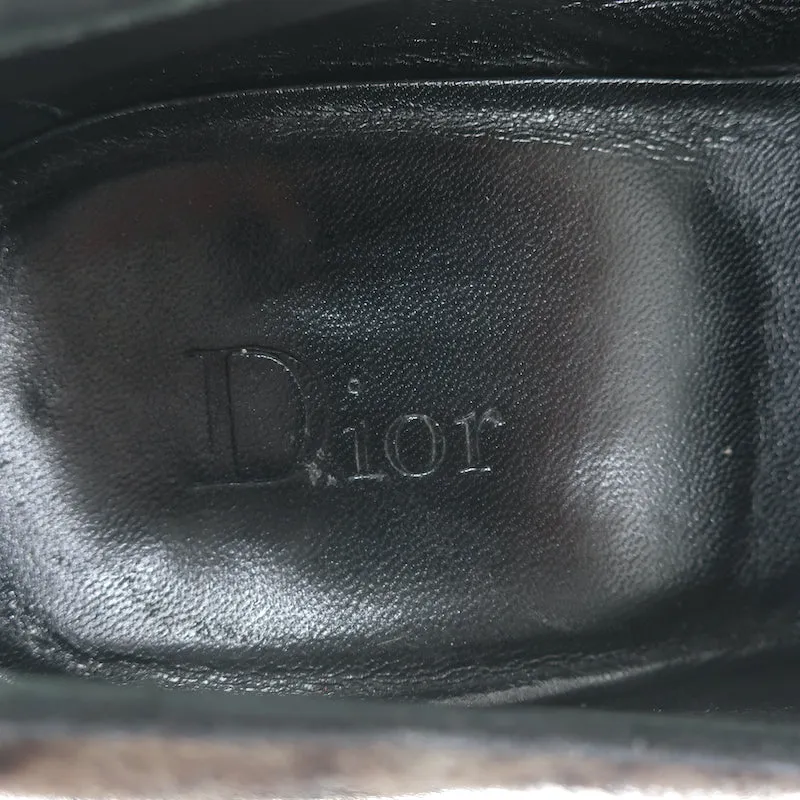 Christian Dior Leopard Print Calf Hair Oxfords Gray Size 39 Lace-Up Flats