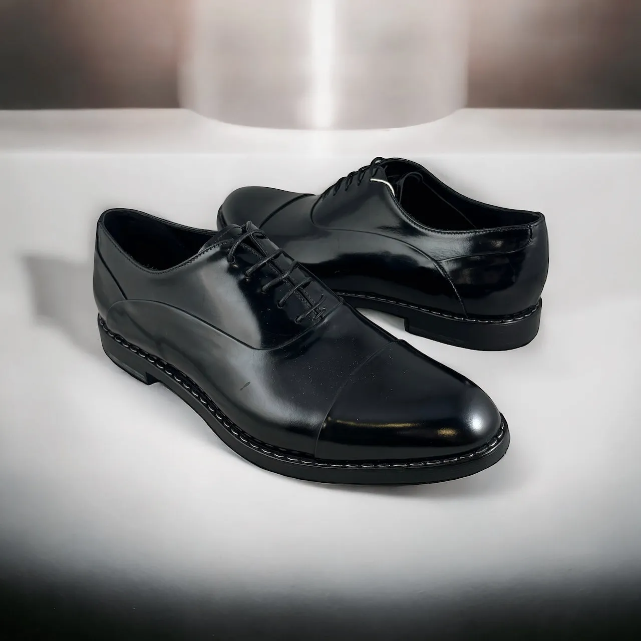 GIORGIO ARMANI High Polish Oxfords in Black | Size 10
