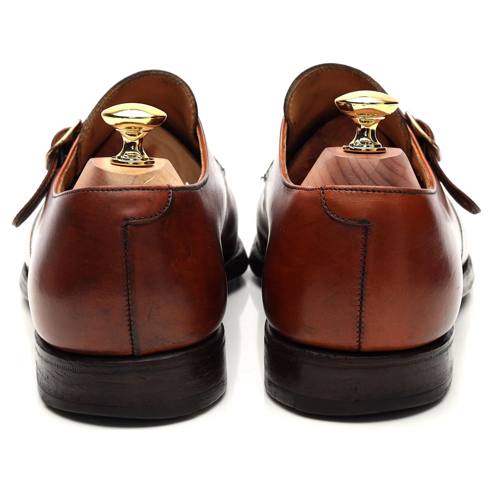'Malvern' Tan Brown Leather Monk Straps UK 7.5 E