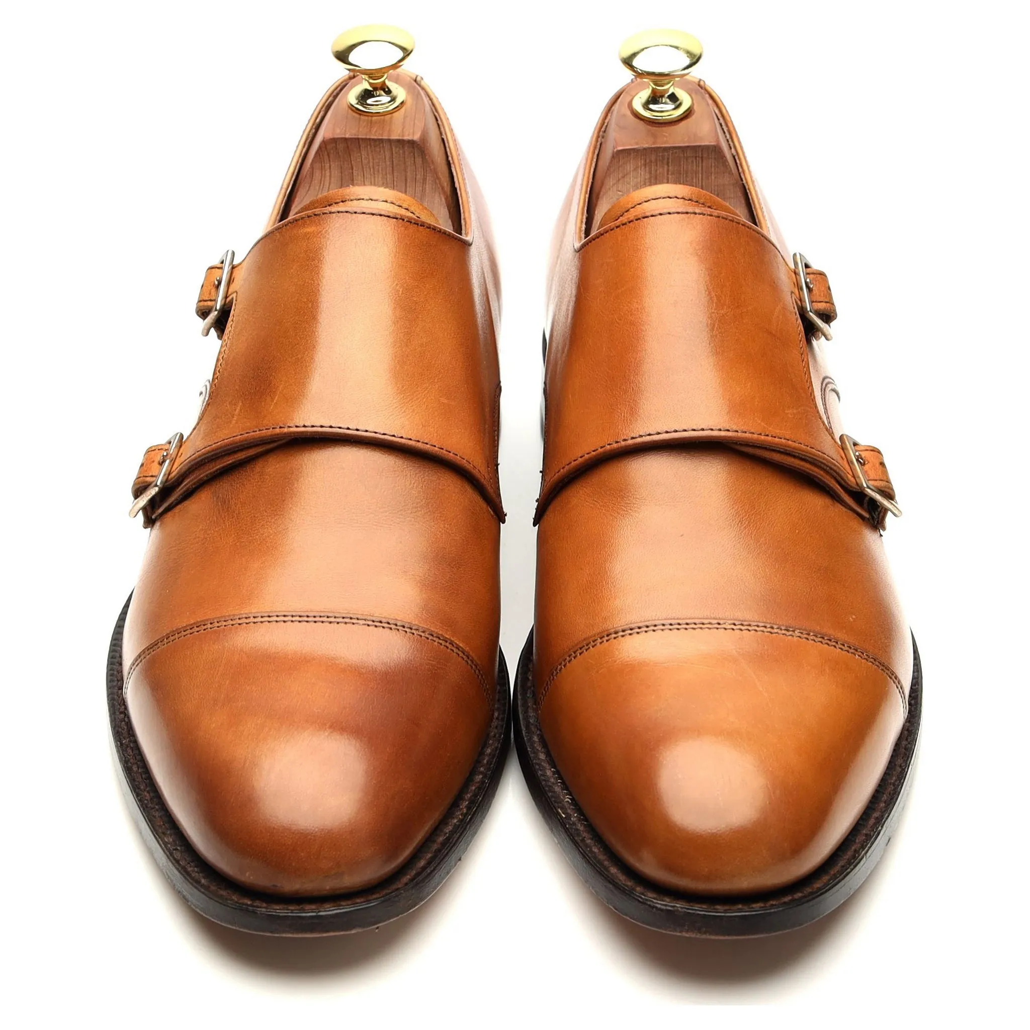 'Tunstall' Tan Brown Leather Double Monk Strap UK 8 F