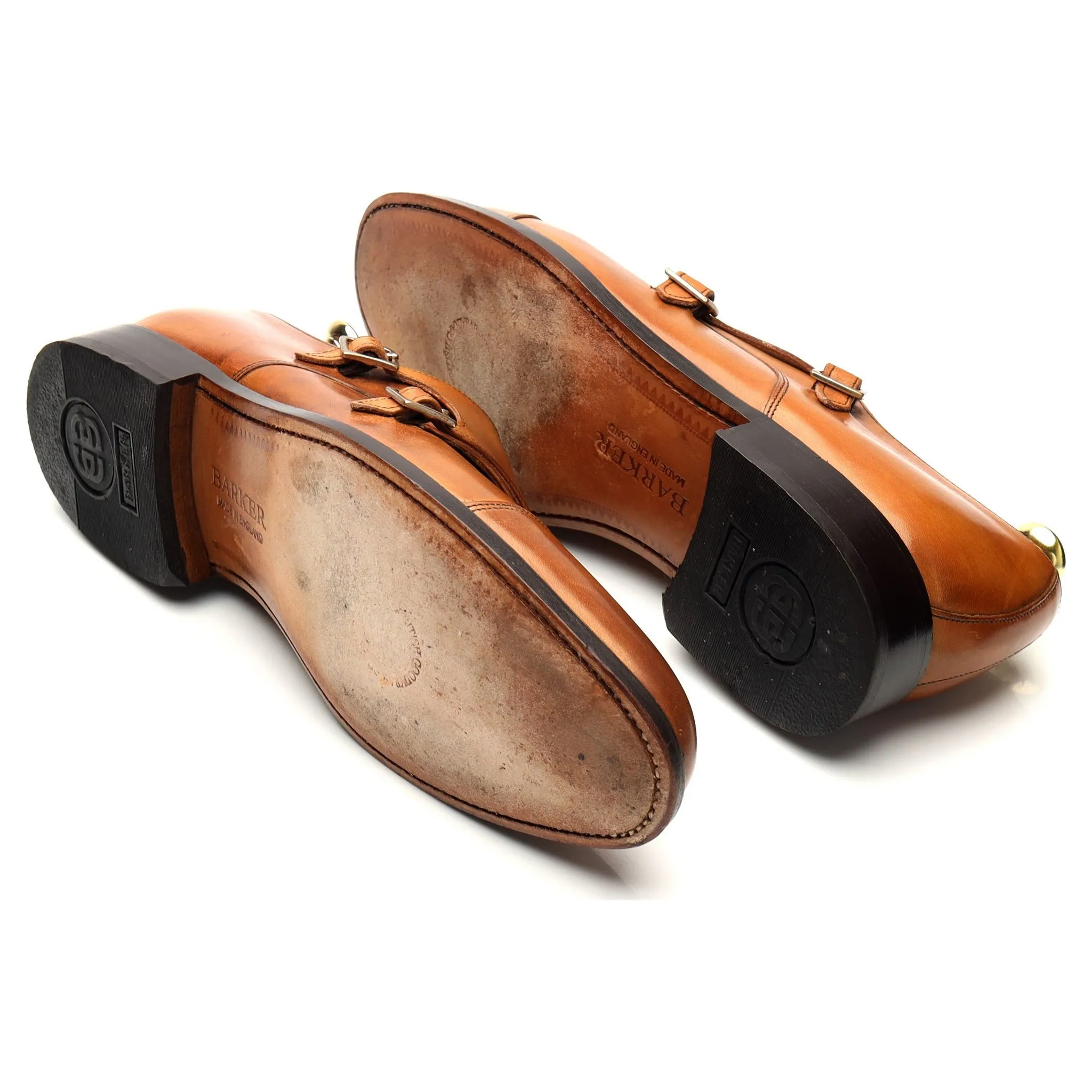 'Tunstall' Tan Brown Leather Double Monk Strap UK 8 F