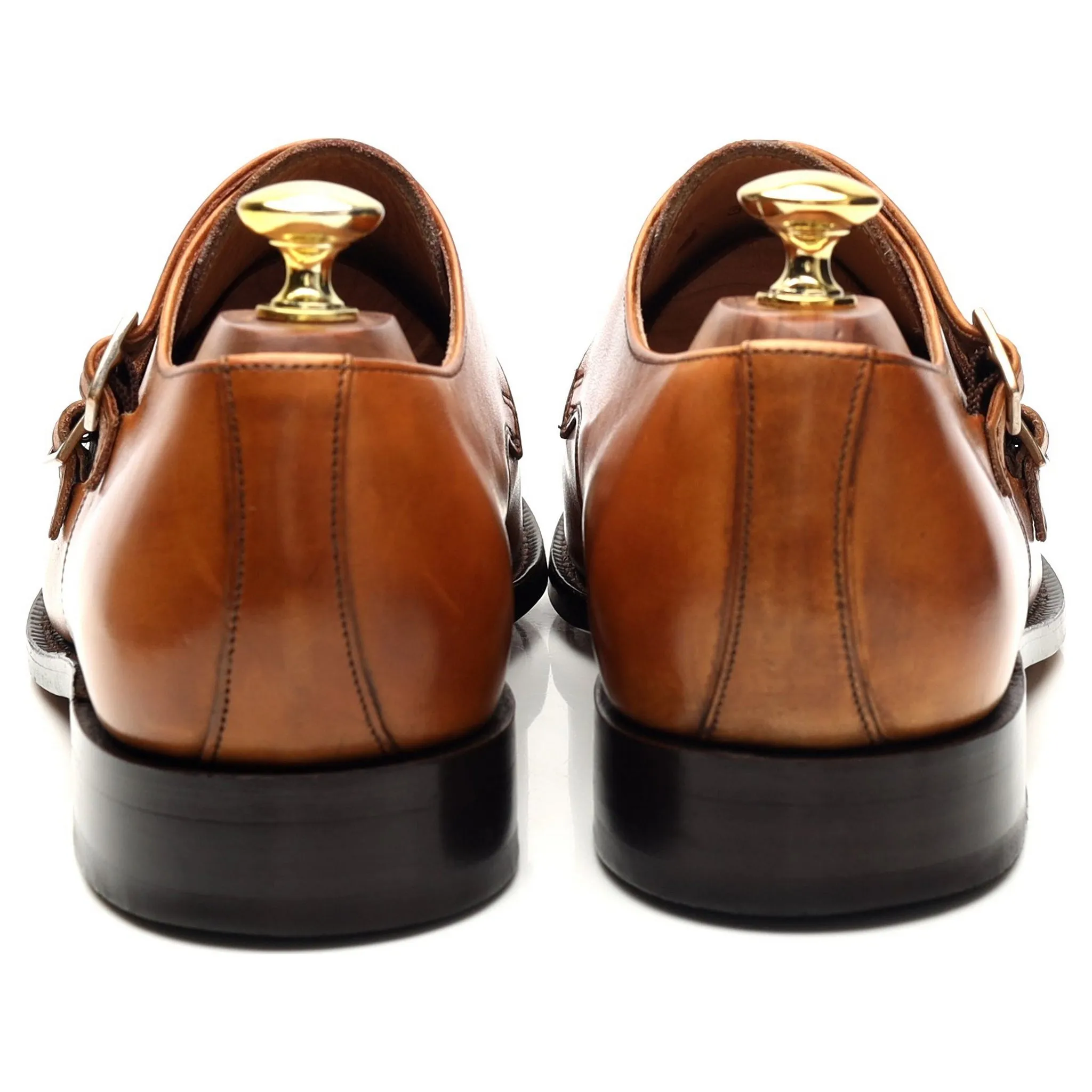 'Tunstall' Tan Brown Leather Double Monk Strap UK 8 F
