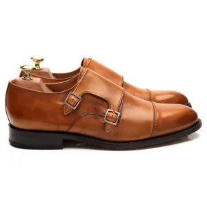 'Tunstall' Tan Brown Leather Double Monk Strap UK 8 F